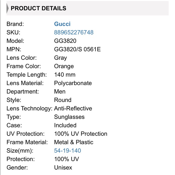 Gucci Unisex Sunglasses - Picture 4 of 4